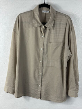 En;semble Beige White Striped Button Down Shirt size Large